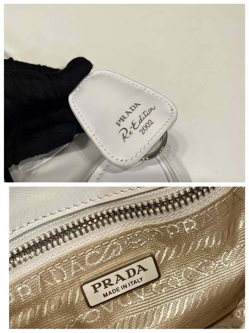 Replica Prada 1BA368 Moon padded patent leather bag White