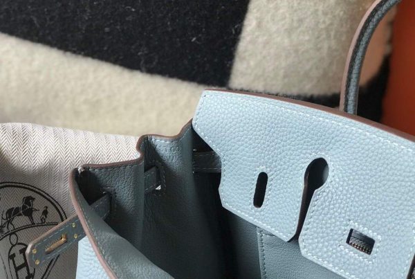 Replica Hermes Birkin Designer Tote Bag Togo Leather 28335 Light Blue