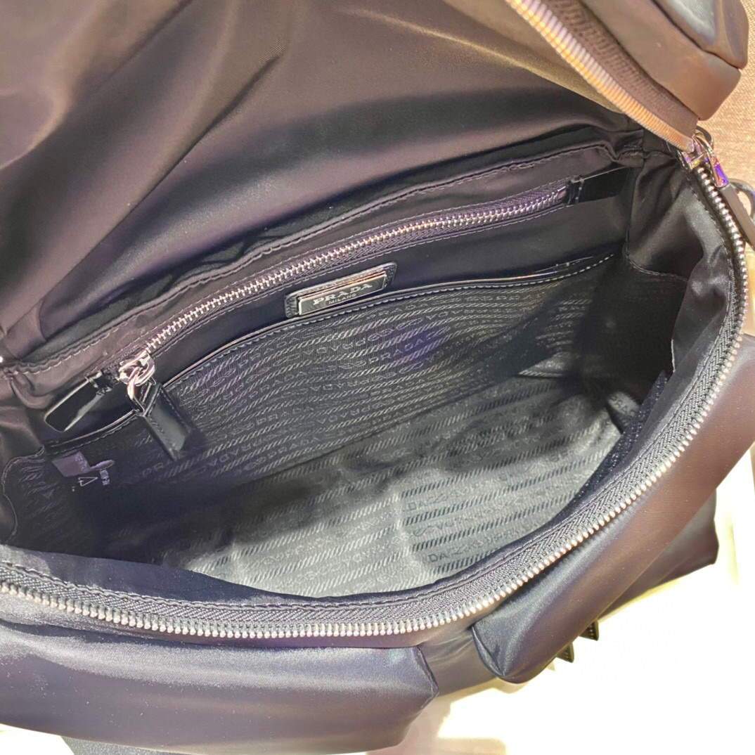 Replica Prada Signaux Nylon and Leather Hobo Bag 1BC160 Black