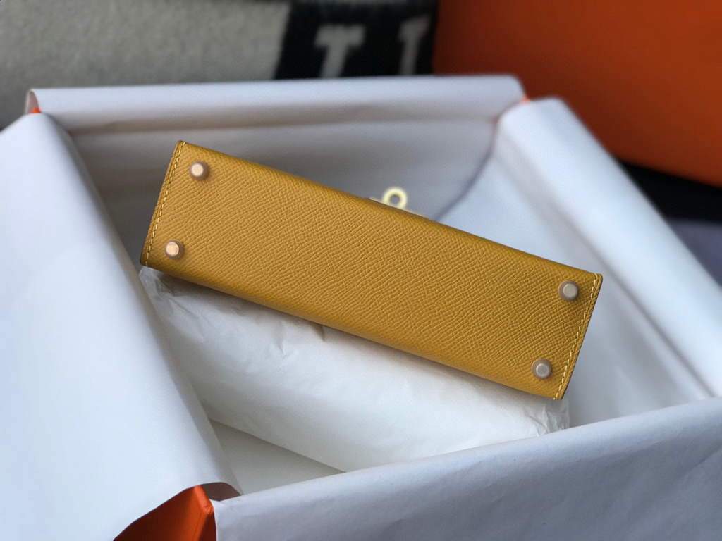 Replica Hermes Kelly Bag Hermes 19CM Epsom Shoulder Mini Bag Yellow 20463