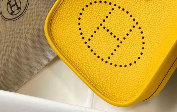 Replica Hermes Evelyne Bag Hermes Mini Crossbody Bag 20408 Silver Buckle Yellow