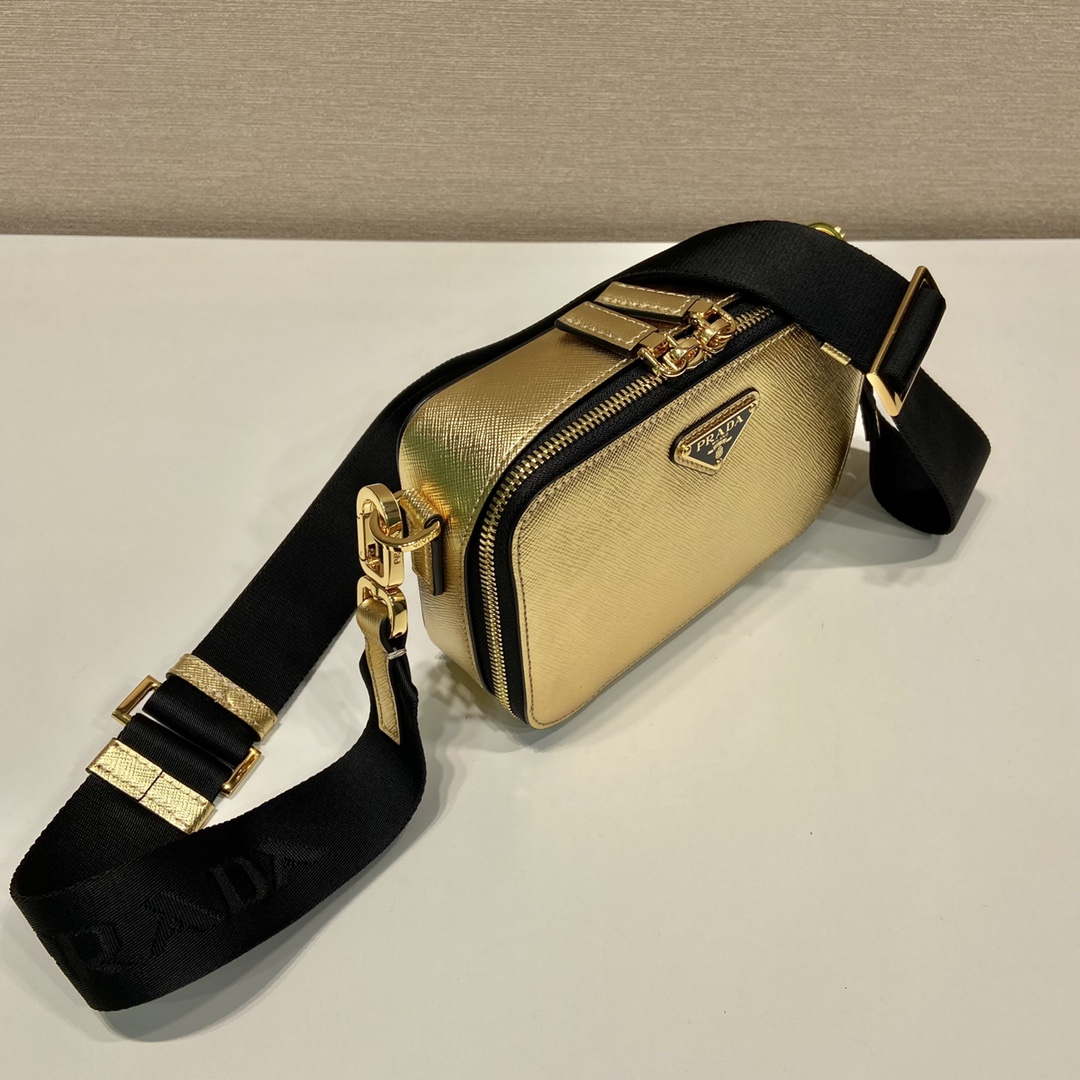 Replica Prada 2VH070 Saffiano Gold leather Prada Brique bag