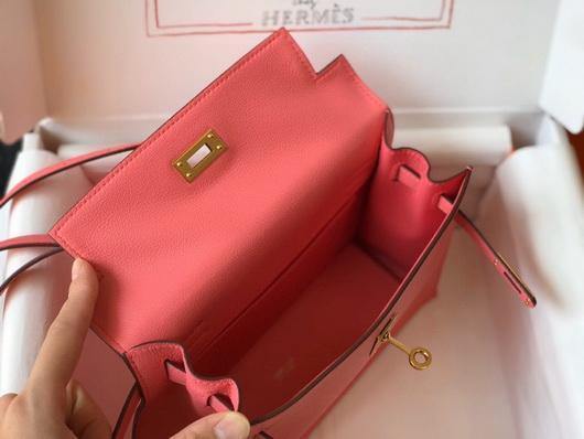 Replica Hermes Kelly Danse 22cm Leather Bag 20359 Pink