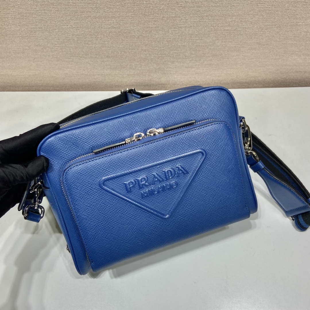 Replica Prada 2VH152 Saffiano leather shoulder bag Blue