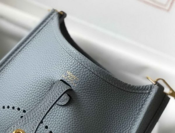 Replica Hermes Evelyne Bag Designer Hermes Mini Crossbody Bag 20394 Gold Buckle Light Blue