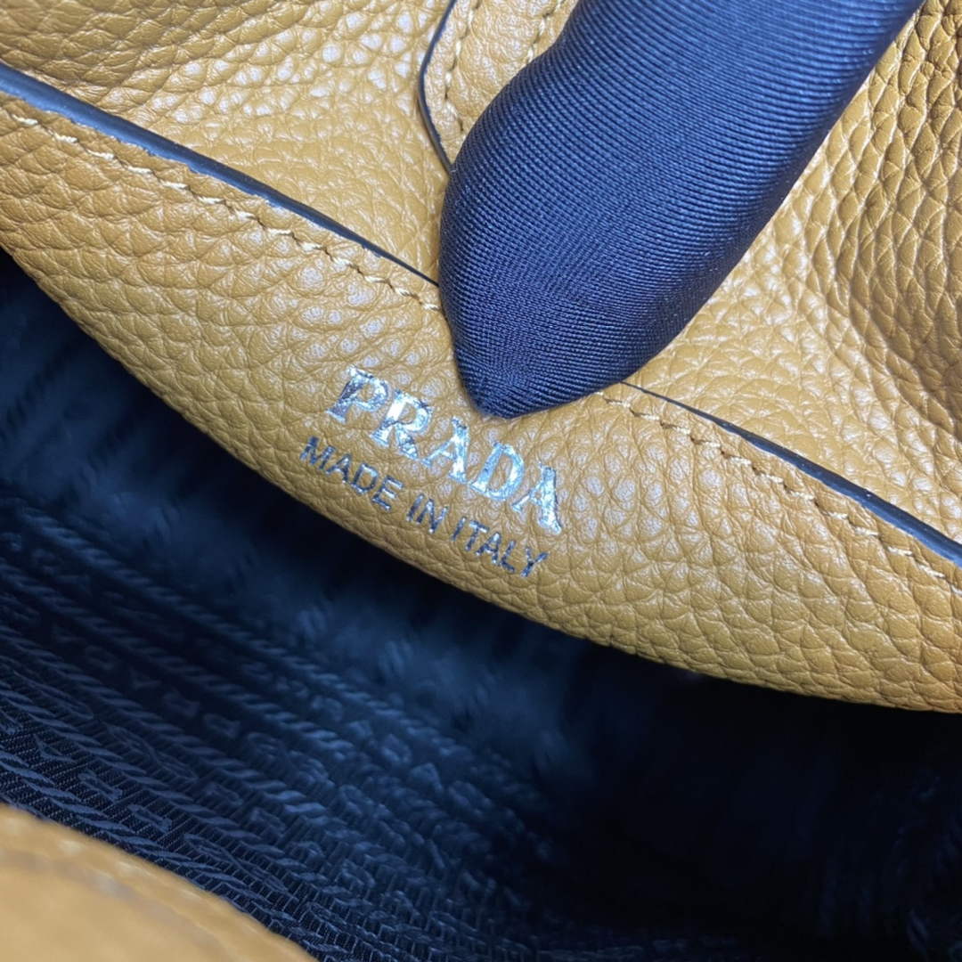 Replica Prada 1BH191 Leather mini shoulder bag tan