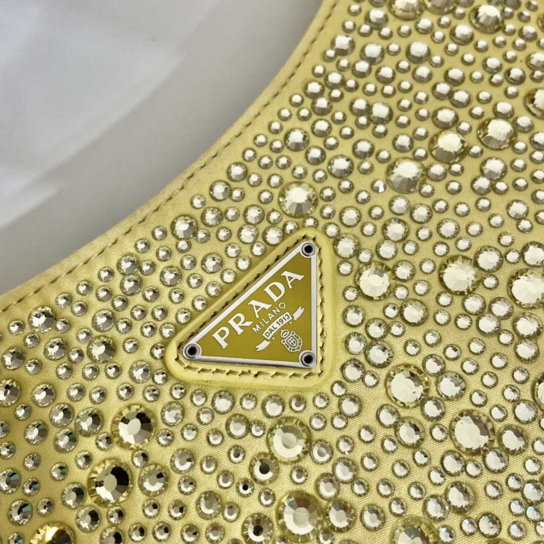 Replica Prada 1BC169 Prada Cleo satin bag with appliqués Yellow