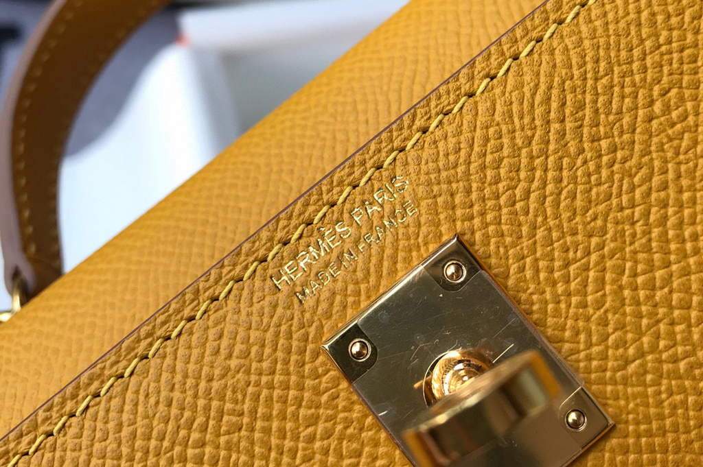 Replica Hermes Kelly Bag Hermes 19CM Epsom Shoulder Mini Bag Yellow 20463