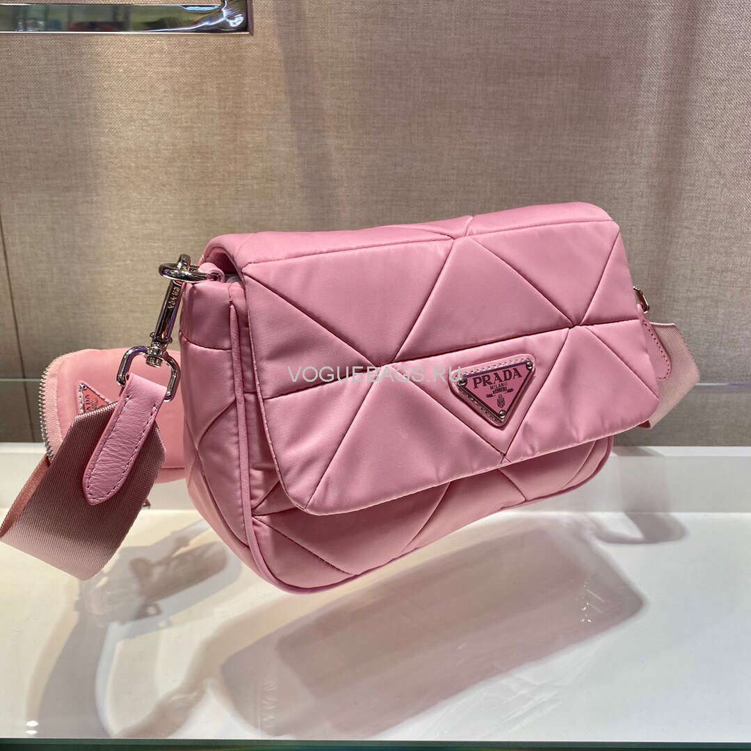 Replica Prada 1BD292 Prada Three In One Nylon Shoulder Bag Pink