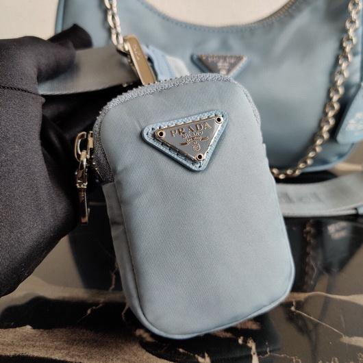 Replica Prada 1BH204 Prada Re-Edition 2005 Nylon Bag Light Blue