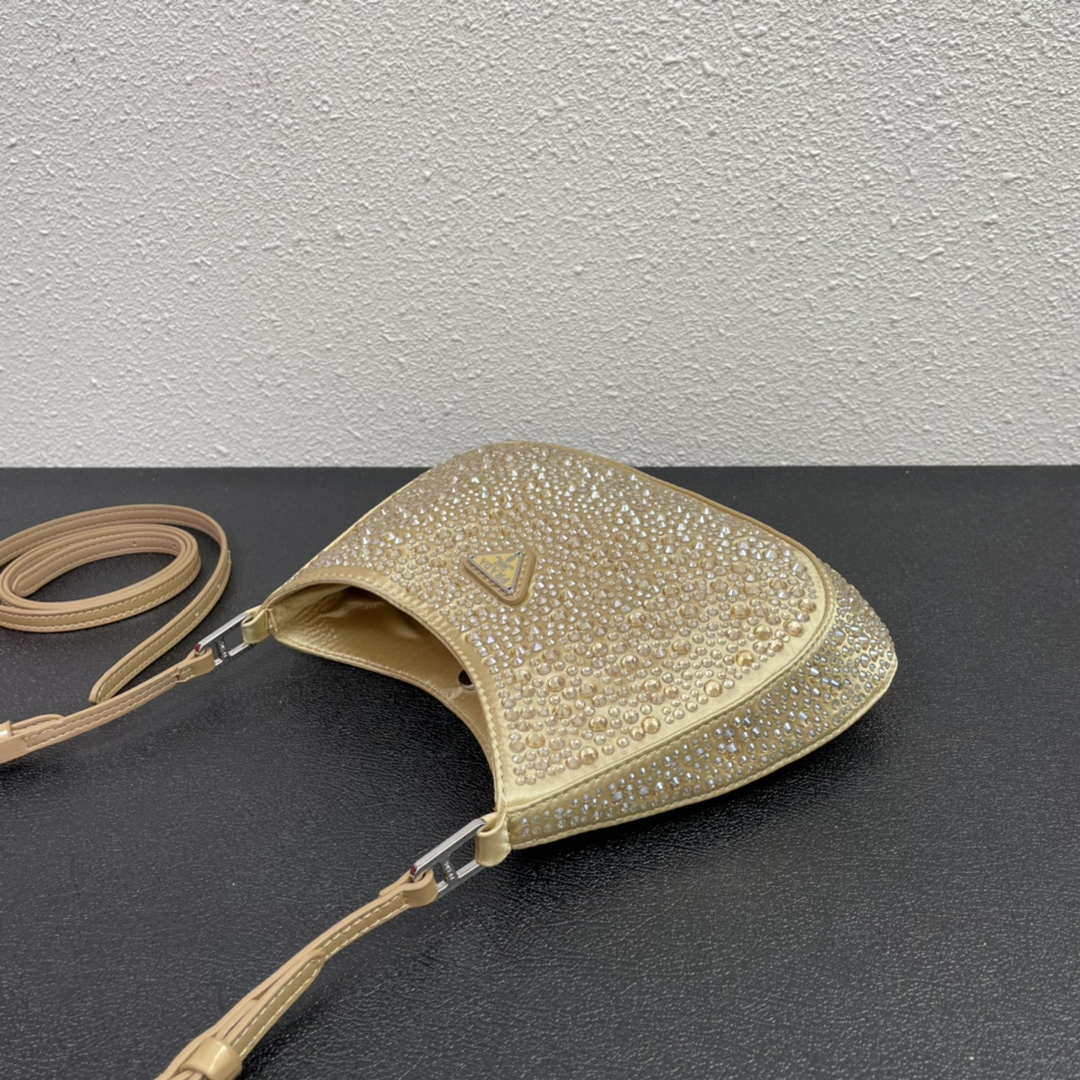 Replica Prada 1BC169 Prada Cleo satin bag with appliqués Gold
