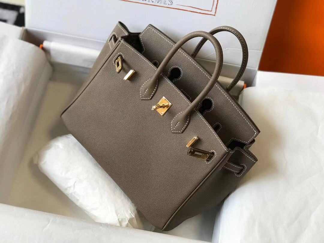 Replica Hermes Birkin Handbags Designer Hermes Bag Epsom Leather 28522 Elephant Grey