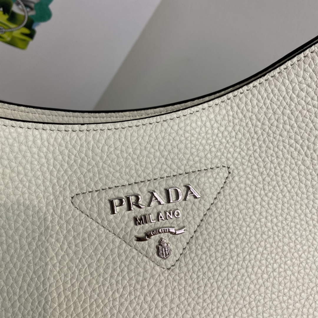 Replica Prada Leather hobo bag 1BC073 white