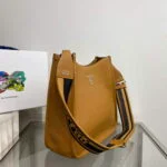 Replica Prada Leather hobo bag 1BC073 Tan