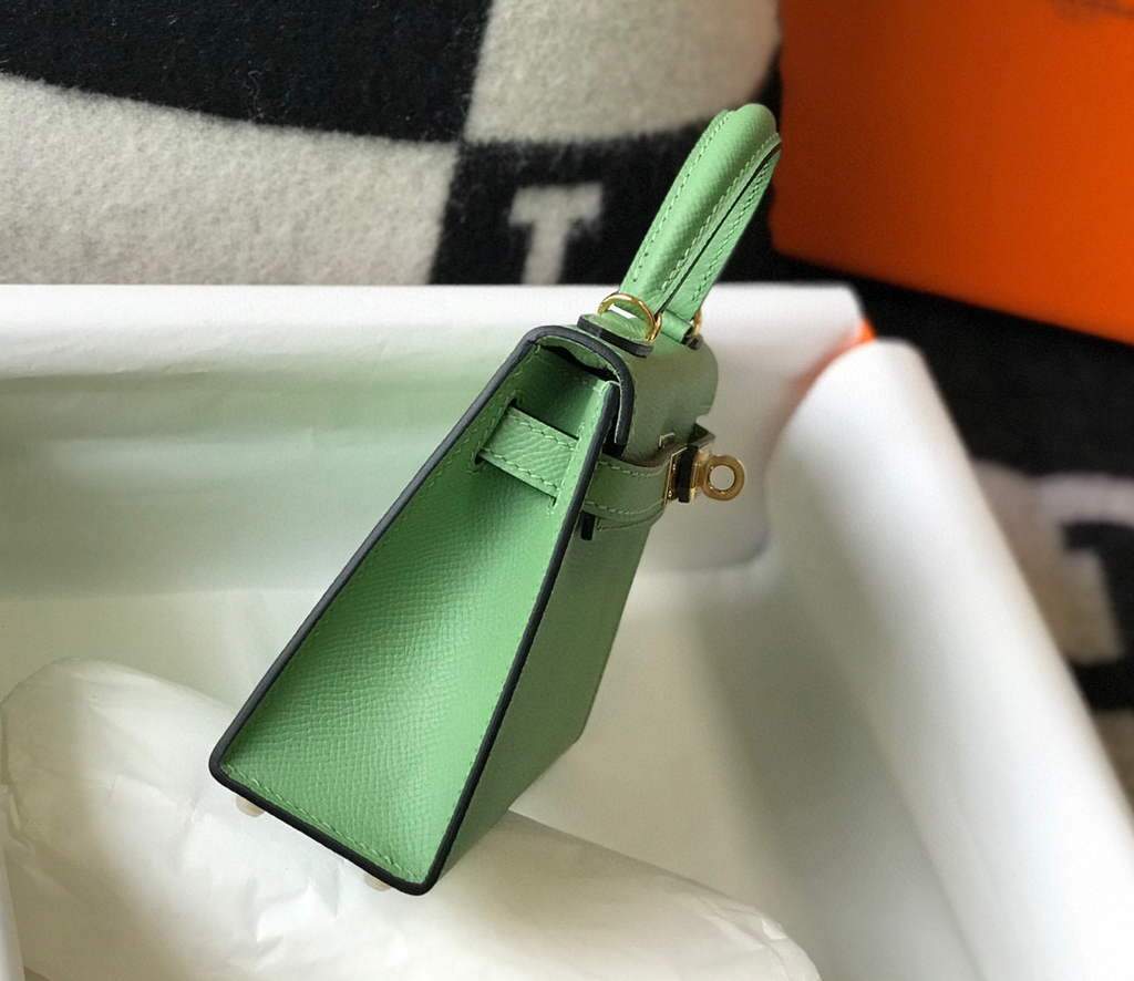 Replica Hermes Kelly Bag Hermes 19CM Epsom Shoulder Mini Bag Light green 20470