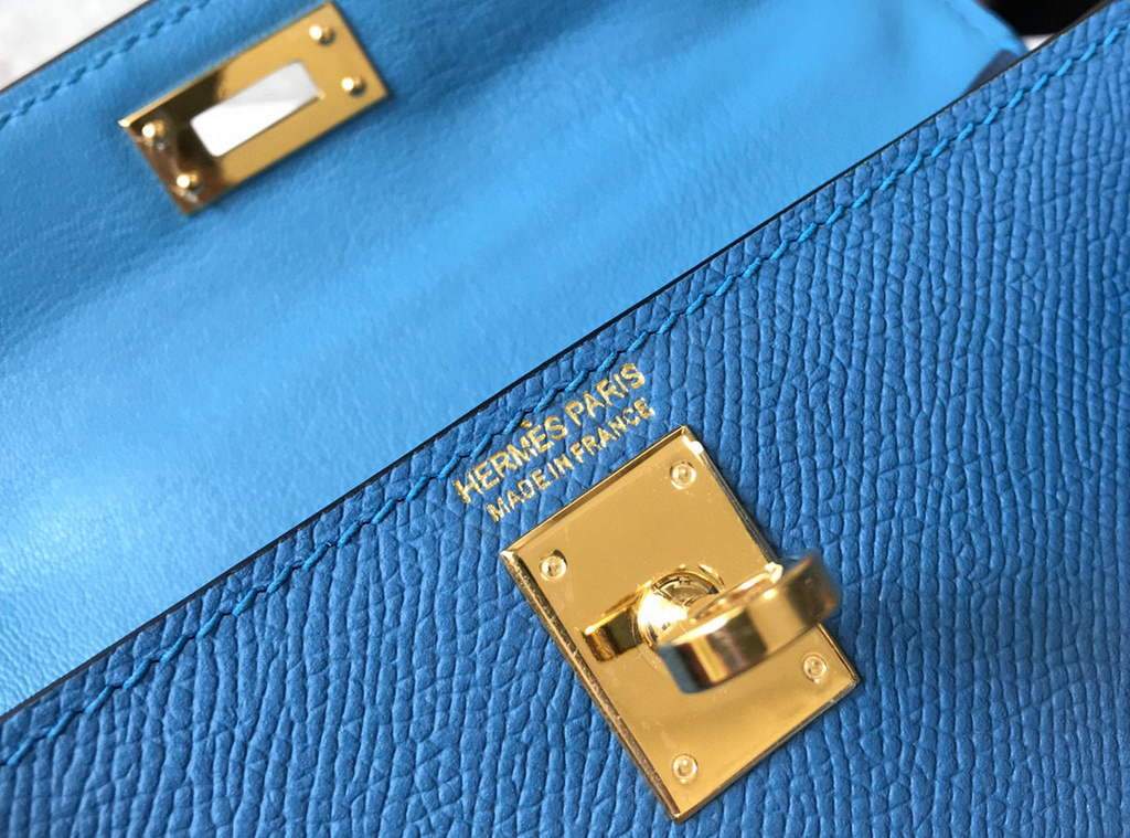 Replica Hermes Kelly Bag Hermes 19CM Epsom Shoulder Mini Bag Blue 20476