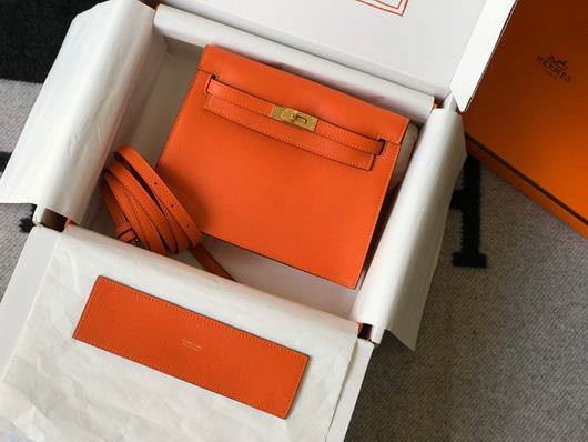 Replica Hermes Kelly Danse 22cm Leather Bag 20355 Orange