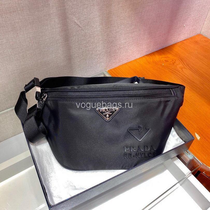 Replica Prada 2VL033 Nylon and Saffiano leather belt Bag in Black