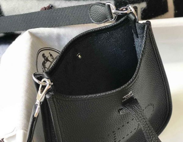 Replica Hermes Evelyne Bag Hermes Mini Crossbody Bag 20398 Silver Buckle Black