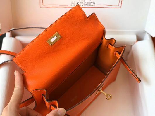 Replica Hermes Kelly Danse 22cm Leather Bag 20355 Orange