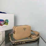 Replica Prada Leather bag with shoulder strap 1BH082 Apricot