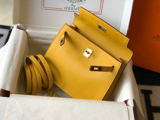 Replica Hermes Kelly Danse 22cm Leather Bag 20357 Yellow