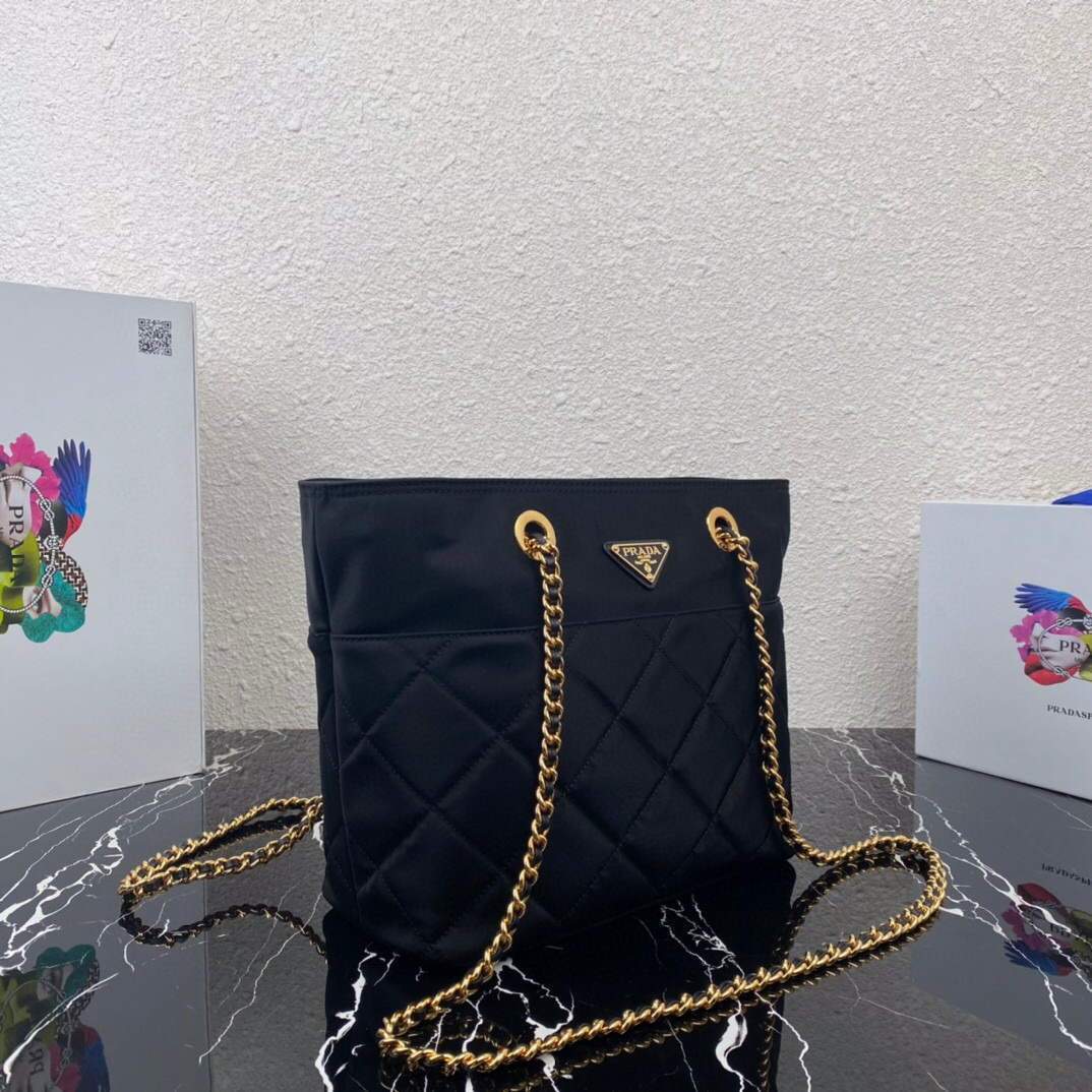 Replica Prada Nylon Vintage Chain Stray Bag 1BD625 Black