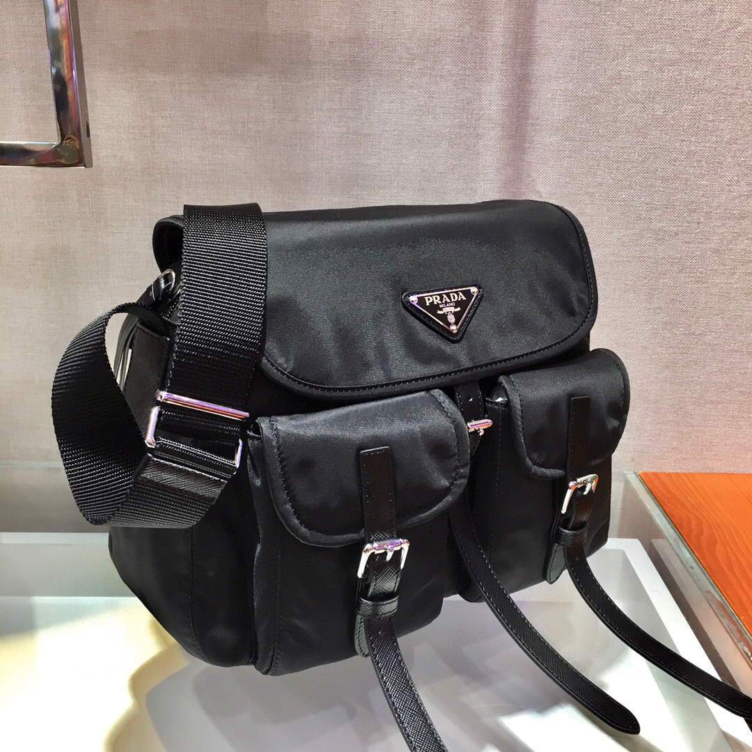 Replica Prada Nylon Shoulder Bag 1BD225 Black