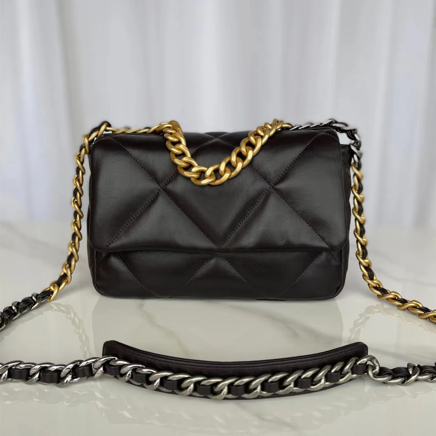 Replica Prada Padded nappa leather shoulder bag 1BD306 Black