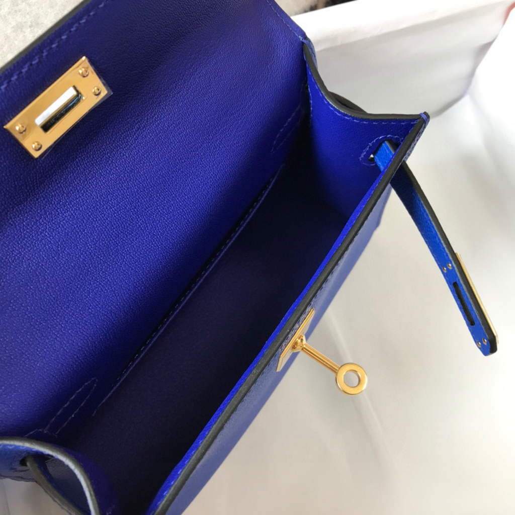 Replica Hermes Kelly Bag Hermes 19CM Epsom Shoulder Mini Bag Dark Blue 20475