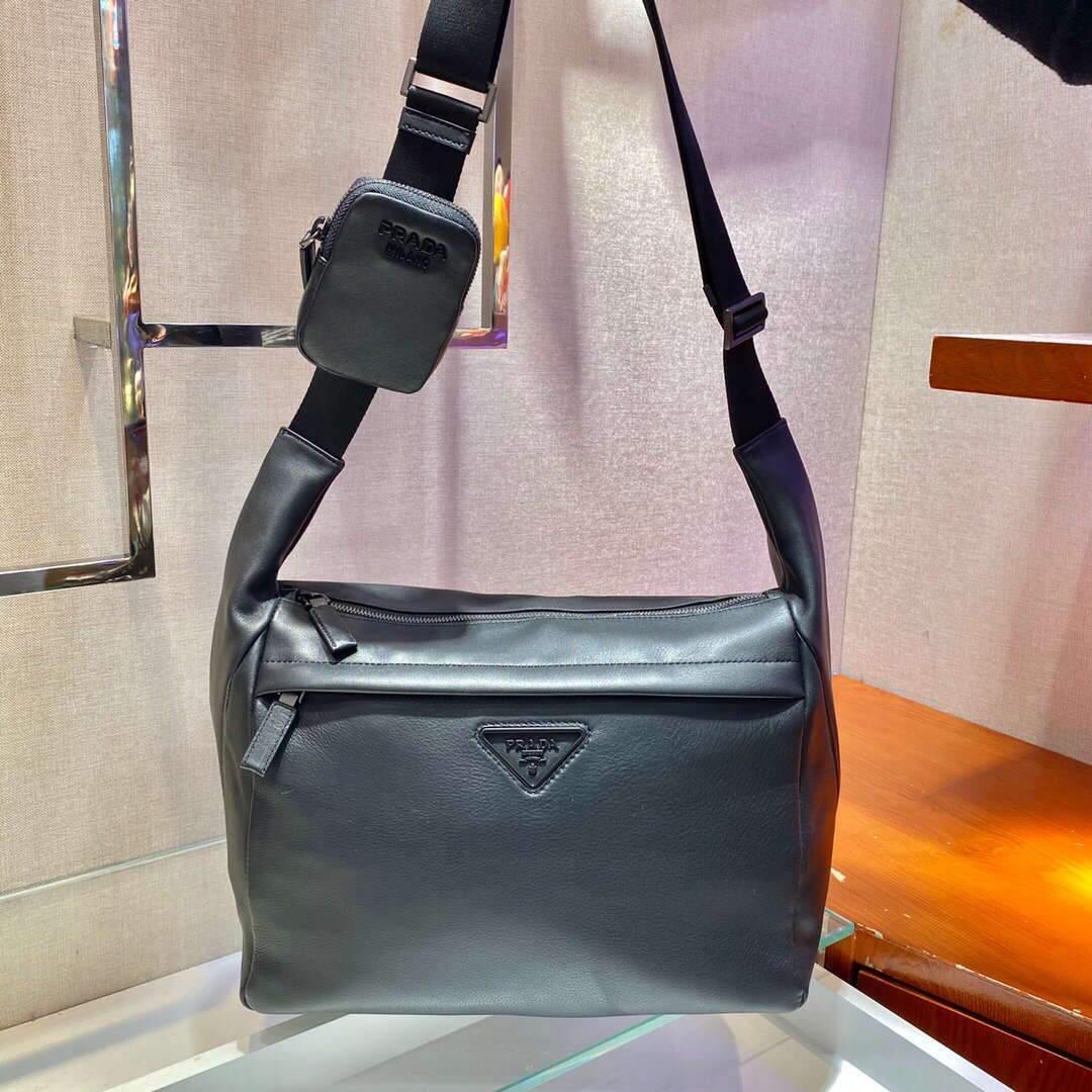 Replica Prada 2VH125 Prada Leather Shoulder Bag Black