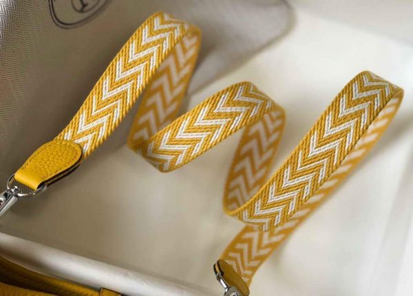 Replica Hermes Evelyne Bag Hermes Mini Crossbody Bag 20408 Silver Buckle Yellow