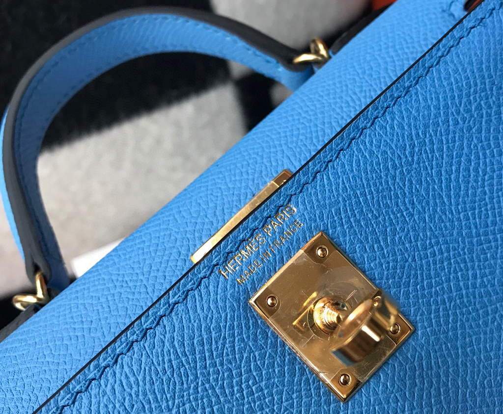 Replica Hermes Kelly Bag Hermes 19CM Epsom Shoulder Mini Bag Middle blue 20469