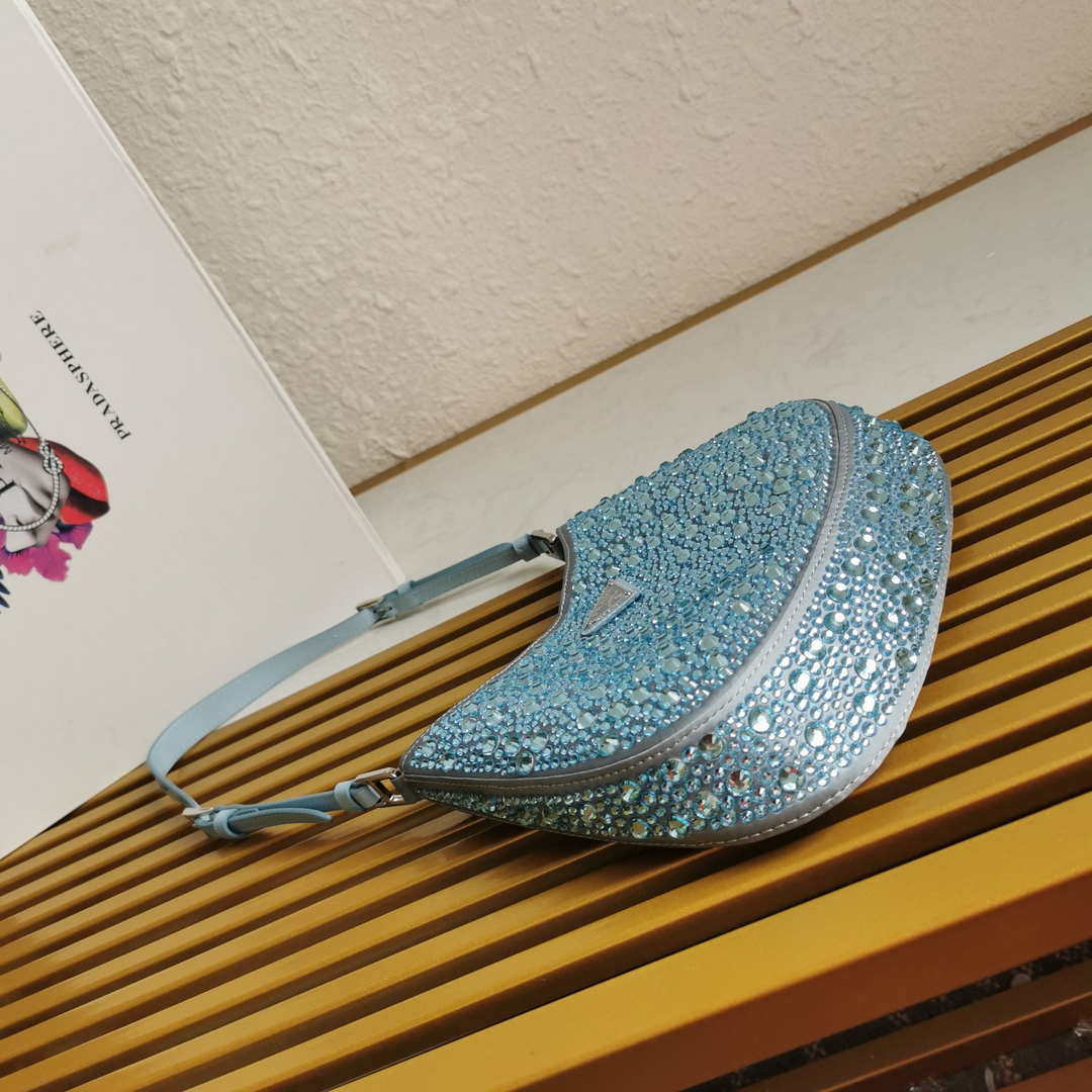 Replica Prada 1BC169 Prada Cleo satin bag with appliqués Pink