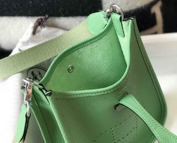 Replica Hermes Evelyne Bag Hermes Mini Crossbody Bag 20401 Silver Buckle Green
