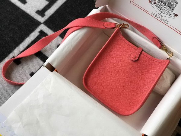 Replica Hermes Evelyne Bag Designer Hermes Mini Crossbody Bag 20397 Gold Buckle Red