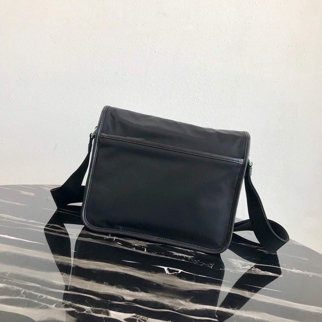 Replica Prada Nylon and Saffiano Leather Bag with Strap 2VD769 Black