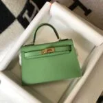 Replica Hermes Kelly Bag Hermes 19CM Epsom Shoulder Mini Bag Light green 20470