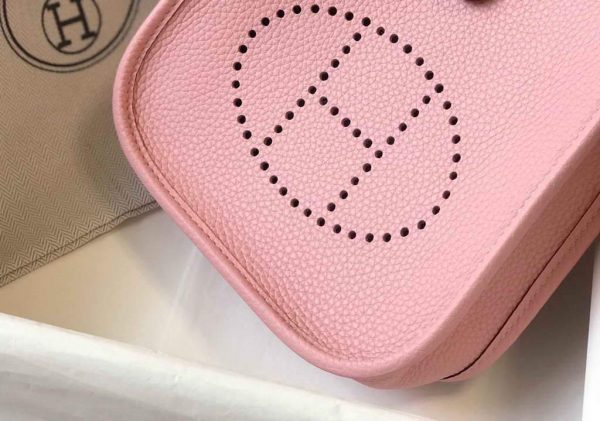 Replica Hermes Evelyne Bag Hermes Mini Crossbody Bag 20407 Silver Buckle Pink