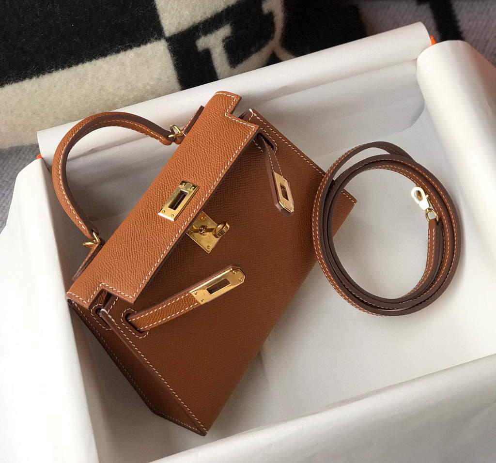 Replica Hermes Kelly Bag Hermes 19CM Epsom Shoulder Mini Bag Tan 20467