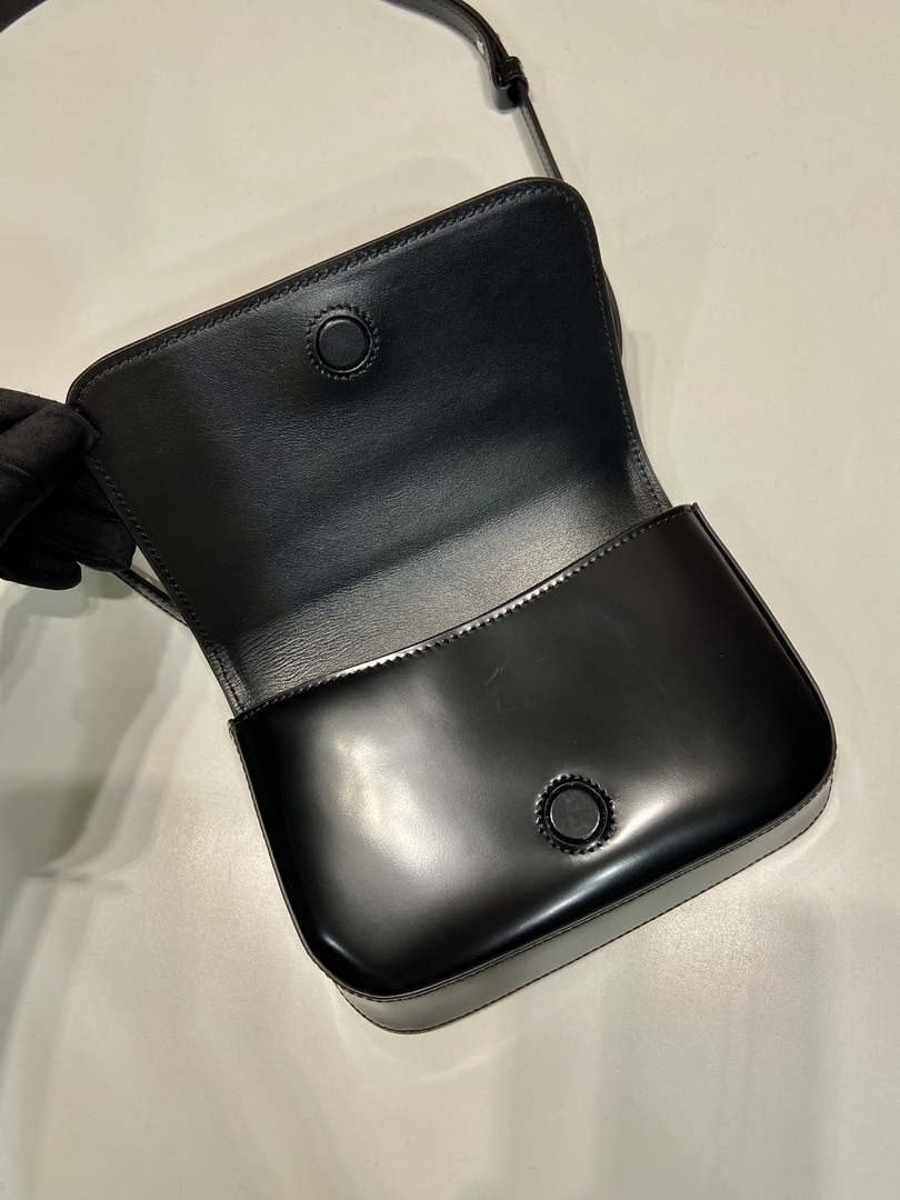 Replica Prada 2VD061 Black Brushed Leather Mini-bag With Shoulder Strap Black