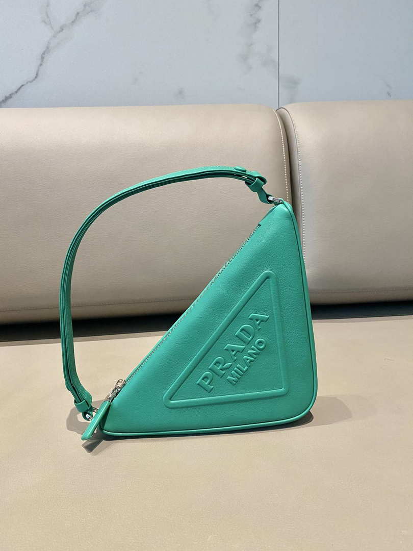 Replica Prada 1NQ043 Triangle leather pouch Lake Blue