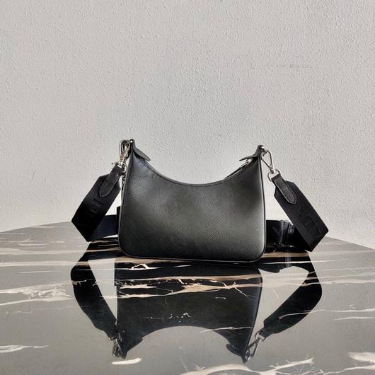 Replica Prada 1BH204 Prada Re-Edition 2005 Saffiano leather Bag in Black Silver