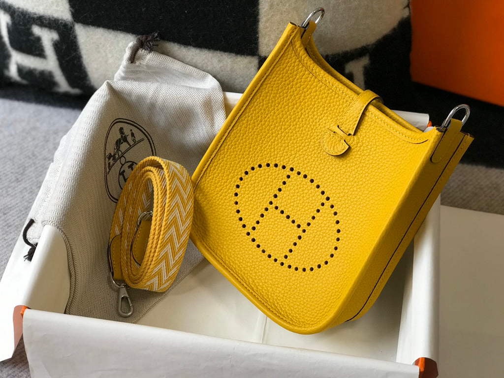 Replica Hermes Evelyne Bag Designer Hermes Mini Crossbody Real Bag 20426 Yellow