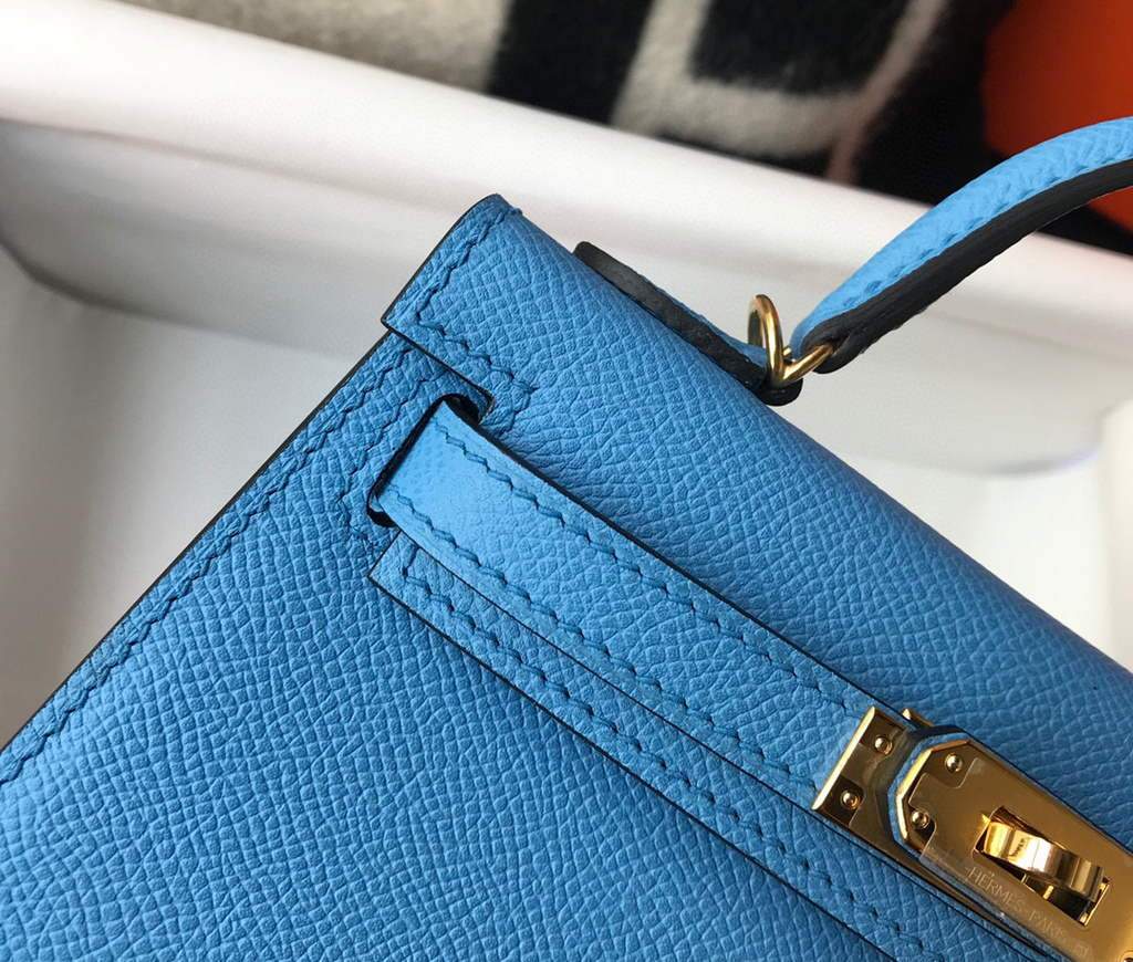Replica Hermes Kelly Bag Hermes 19CM Epsom Shoulder Mini Bag Middle blue 20469