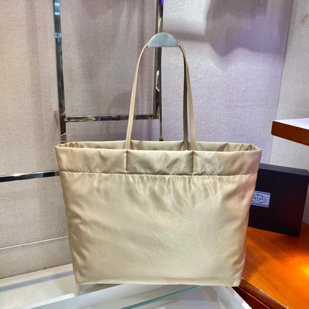 Replica Prada 1BG107 Re Nylon Medium Tote Bag Apricot