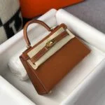 Replica Hermes Kelly Bag Hermes 19CM Epsom Shoulder Mini Bag Tan 20467
