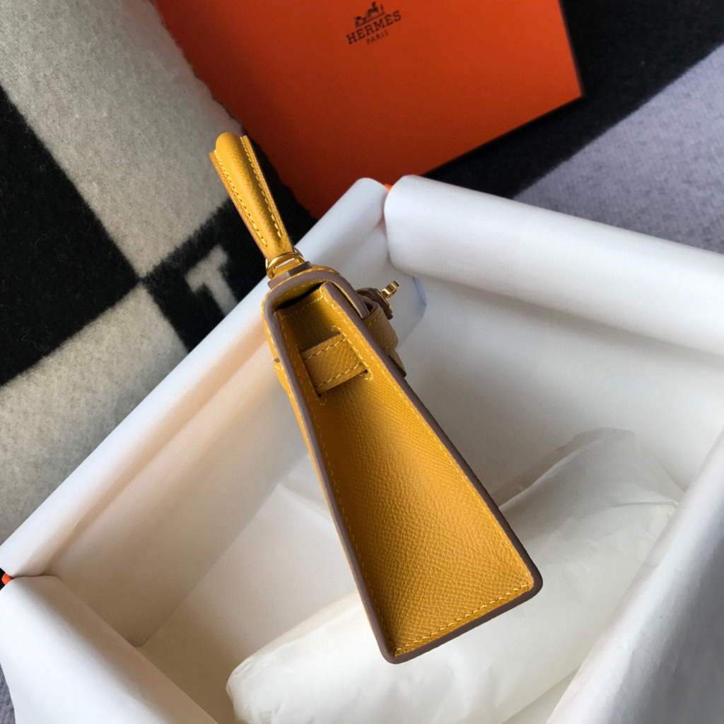 Replica Hermes Kelly Bag Hermes 19CM Epsom Shoulder Mini Bag Yellow 20463