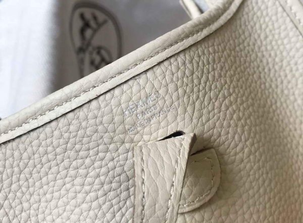 Replica Hermes Evelyne Bag Hermes Mini Crossbody Bag 20406 Silver Buckle Beige