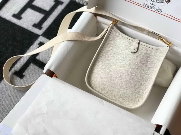 Replica Hermes Evelyne Bag Designer Hermes Mini Crossbody Bag 20396 Gold Buckle Beige